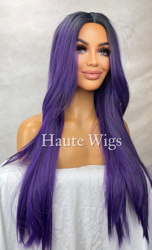 Grapevine - Purple Violet Wig Long Wavy Layered NO Lace Front vegan friendly Haute Wigs Ladies Womens Wigs Gift For Her Fun Role Play