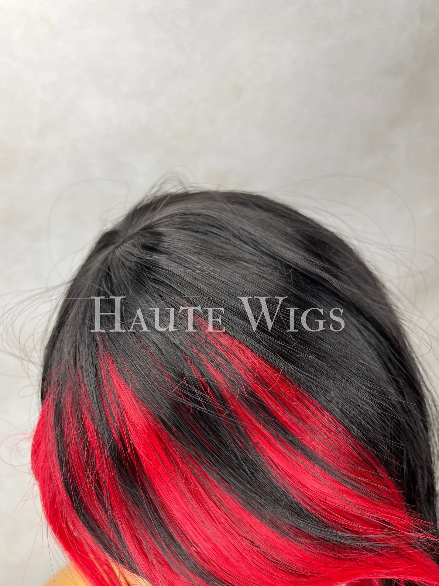 Radar - 26 Inch Black & Bright Red highlights streaks Wig Long Straight Layered Womens Wig Haute wigs Role Play Emo hair