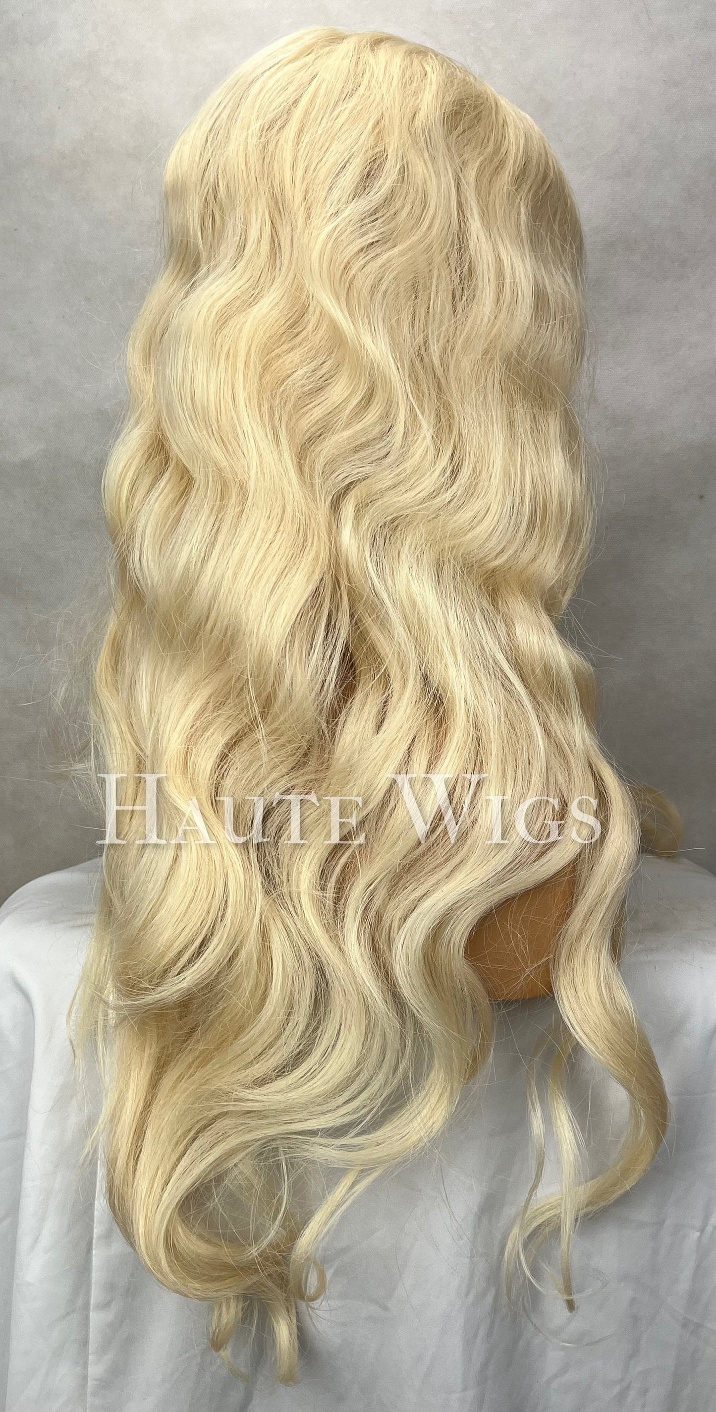 Starlet - 613 Light beige Blonde Wig Lace Front peroxide Human Hair blends Curly Deep Body Wave Wet Wavy everyday Gift for her Haute wigs