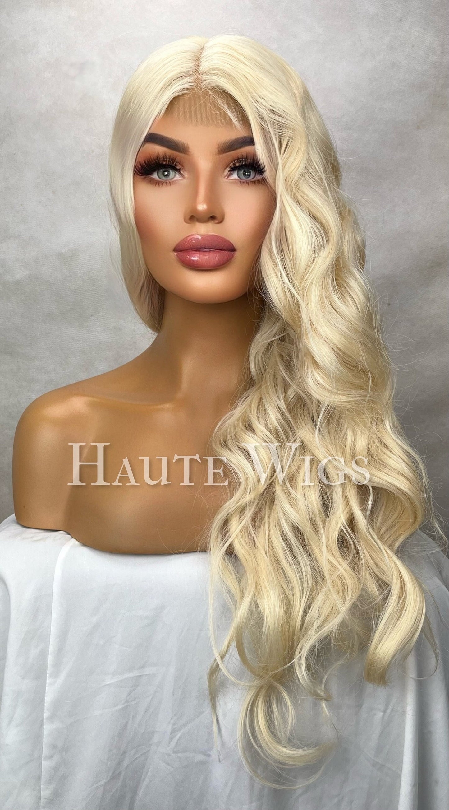 Starlet - 613 Light beige Blonde Wig Lace Front peroxide Human Hair blends Curly Deep Body Wave Wet Wavy everyday Gift for her Haute wigs