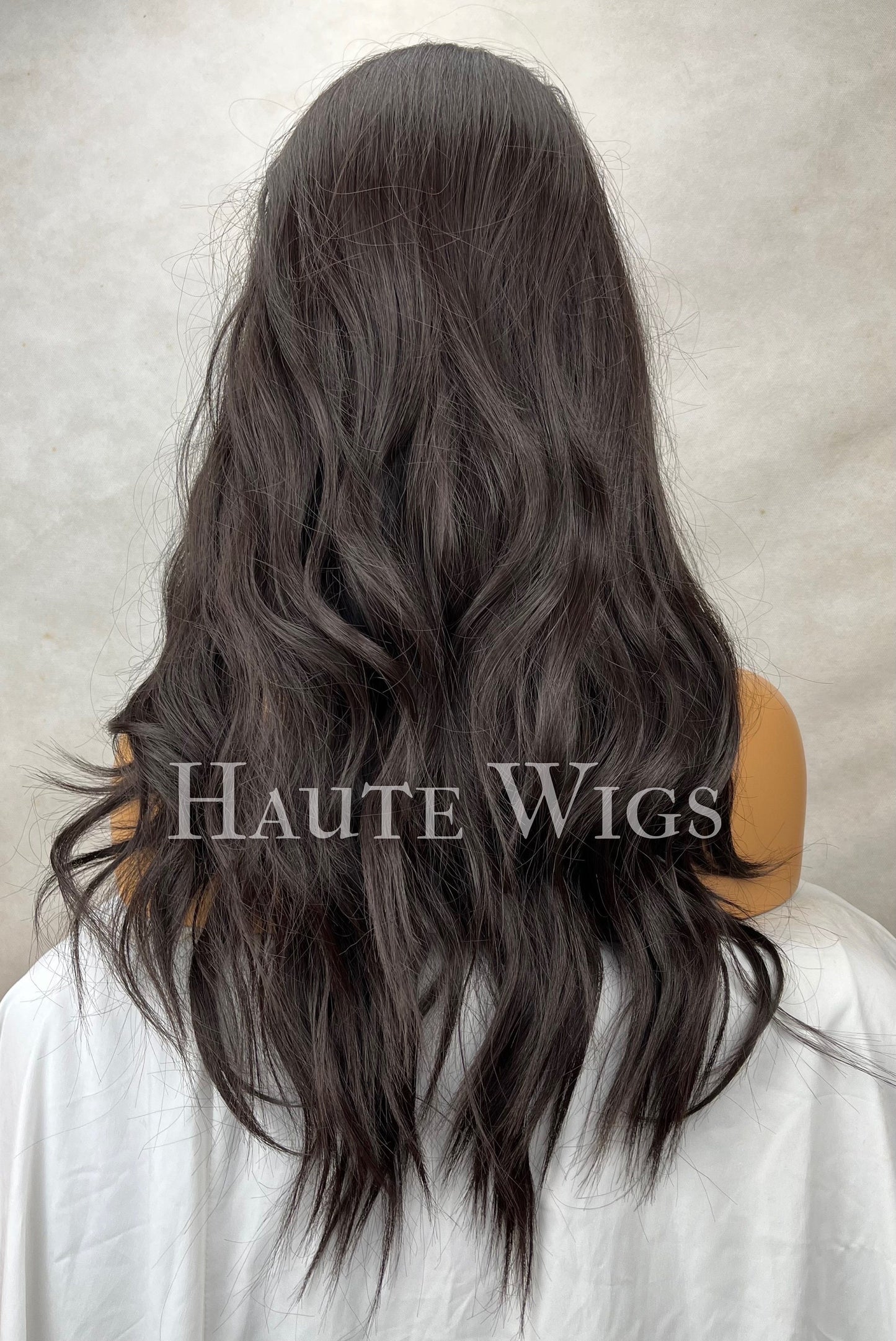 Surrender - Darkest Brown Brunette Lace front Wig Long Layered 24 inch Silky Wavy Curly Ladies Womens Wigs no ombré Haute wigs Gift