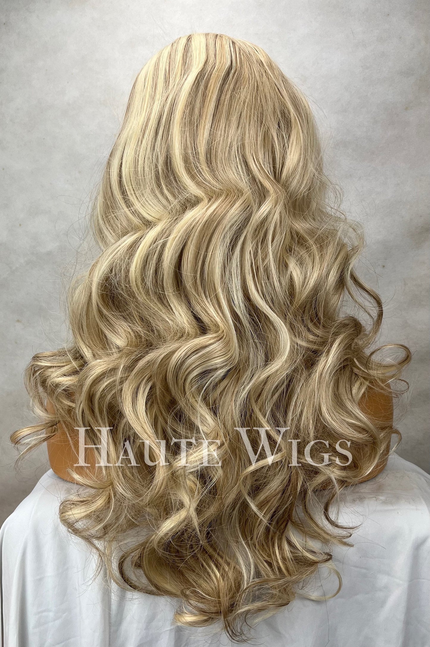 Strip Down - Wavy curly 24 inch Light Blonde Wig Streaks Highlights ombré Womens Long Wig Lace Front Realistic Christina aguilera inspired