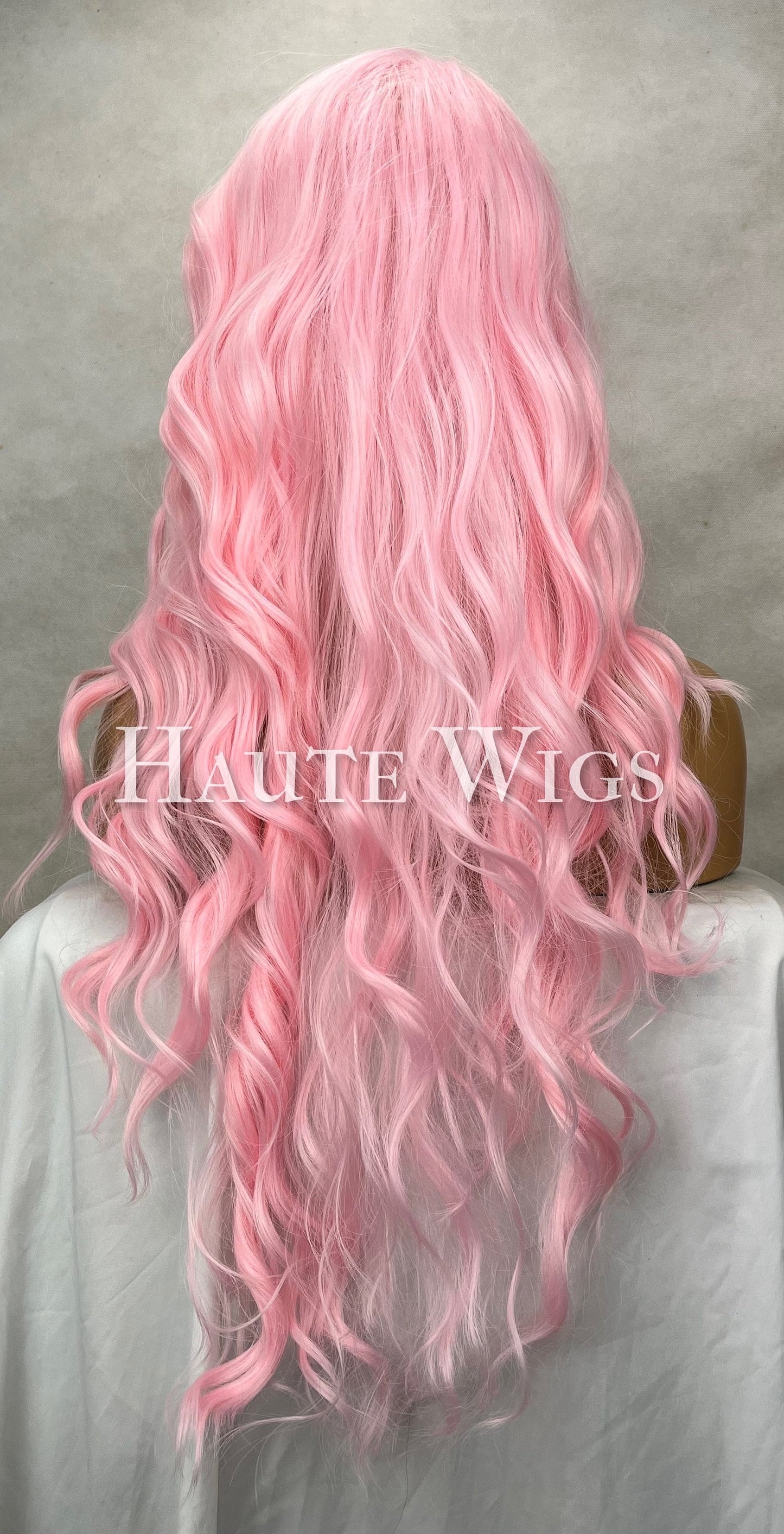 Angelic Cotton Candy Pink Wig vegan Womens Wigs Ladies Wavy Curly Light Pink With no lace front Low Density costume play haute wigs