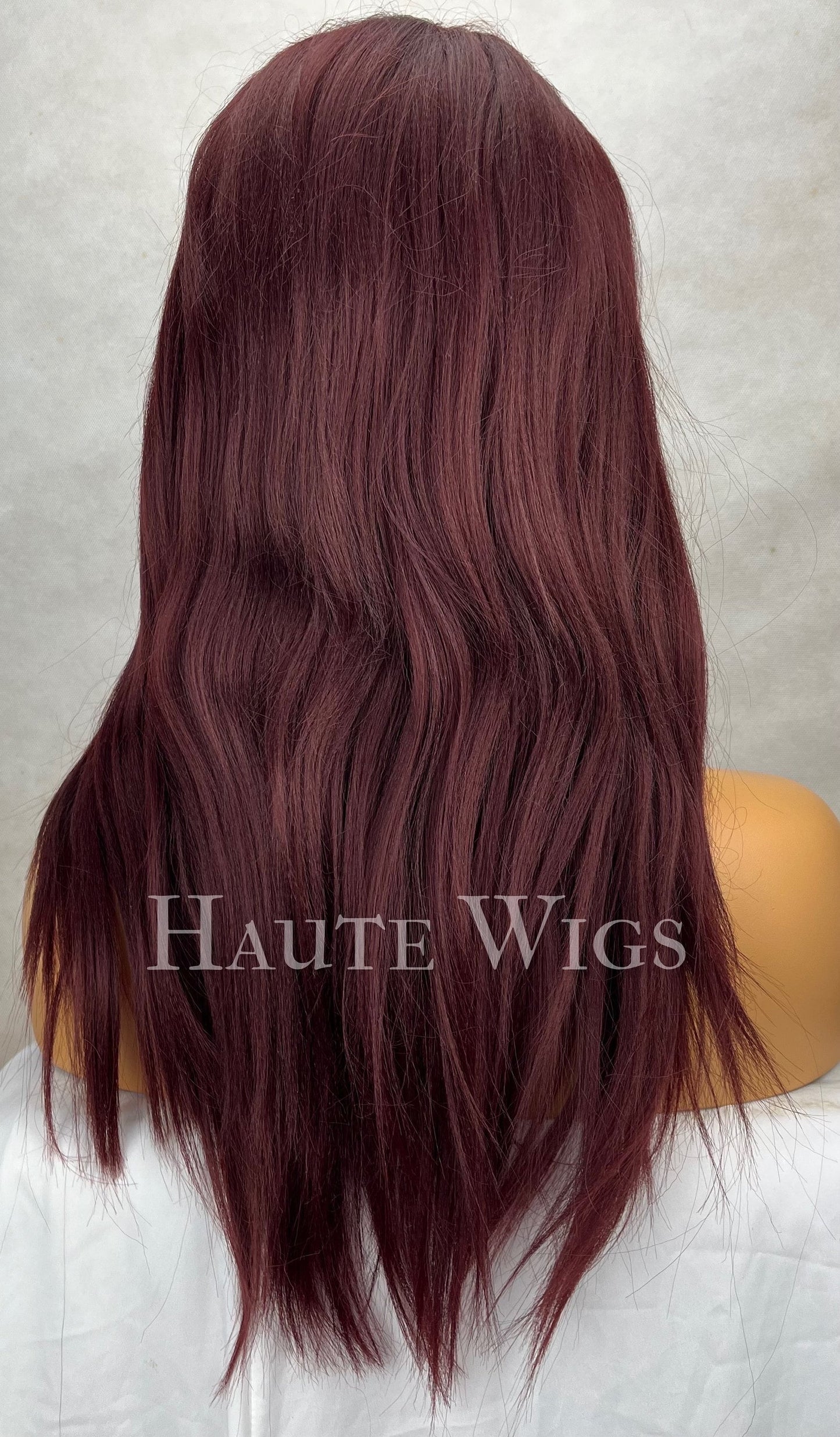 So Burgundy 103 -  20 Inch Maroon Deep Red Wig Long Straight Womens Wig NO Lace Front Haute Wigs Center Parting Realistic