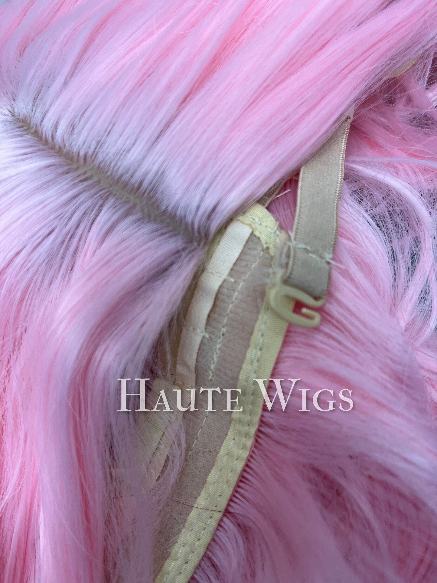 Angelic Cotton Candy Pink Wig vegan Womens Wigs Ladies Wavy Curly Light Pink With no lace front Low Density costume play haute wigs